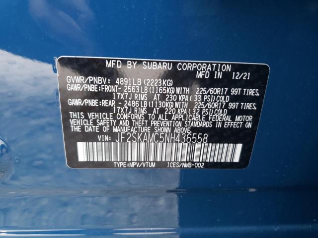 2022 SUBARU FORESTER W JF2SKAMC5NH436558