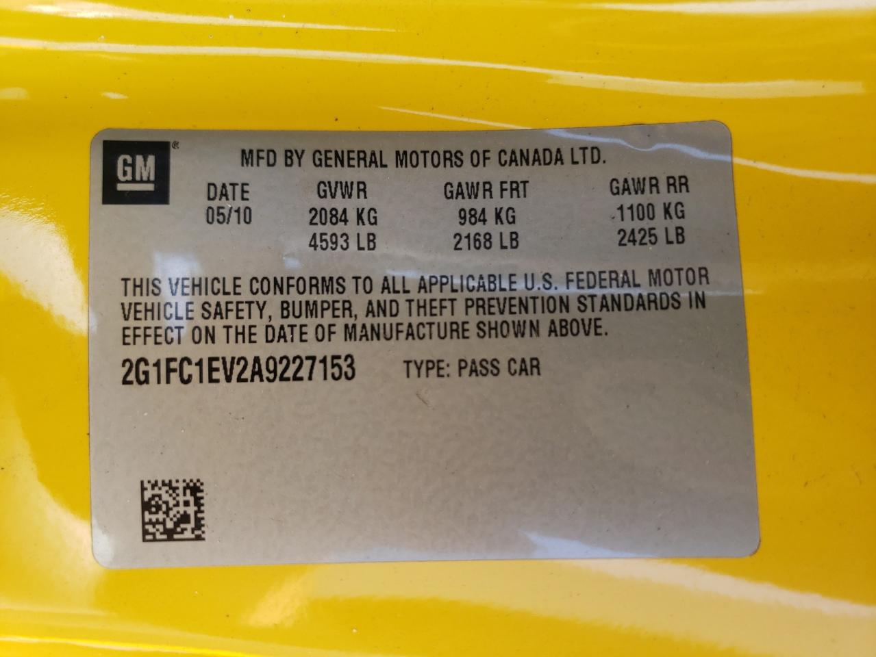 2010 Chevrolet Camaro Lt VIN: 2G1FC1EV2A9227153 Lot: 46114162