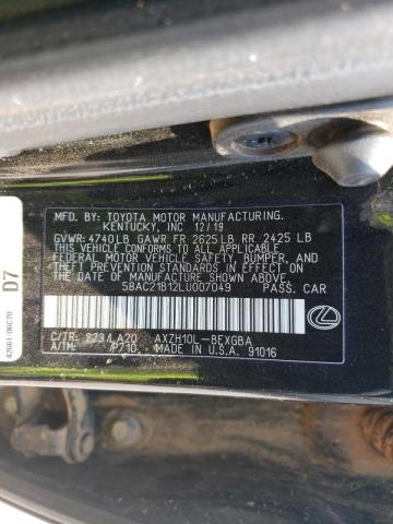 2020 LEXUS ES 300H BA 58AC21B12LU007049