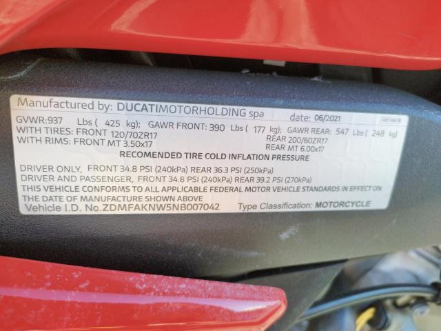 2022 DUCATI STREETFIGH ZDMFAKNW5NB007042