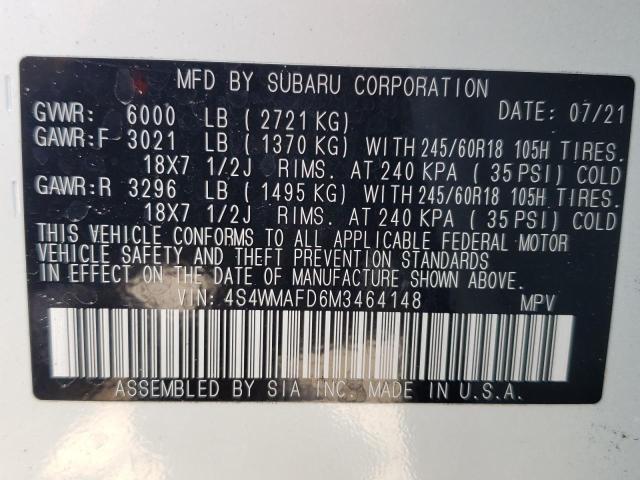 2021 SUBARU ASCENT PRE 4S4WMAFD6M3464148