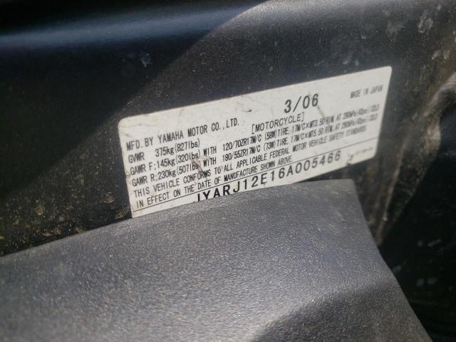 2006 YAMAHA YZFR6 L JYARJ12E16A005466