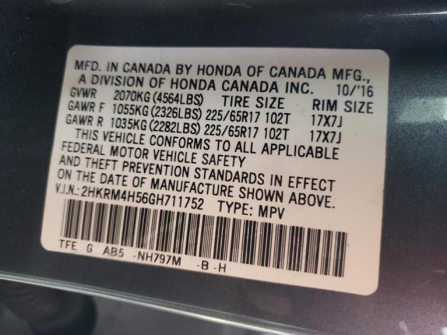 2016 HONDA CR-V EX, 2HKRM4H56GH711752 - 10