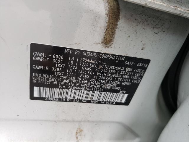 2019 SUBARU ASCENT 4S4WMAAD7K3416985