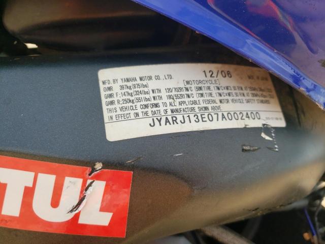 2007 YAMAHA FZ6 SHG JYARJ13E07A002400