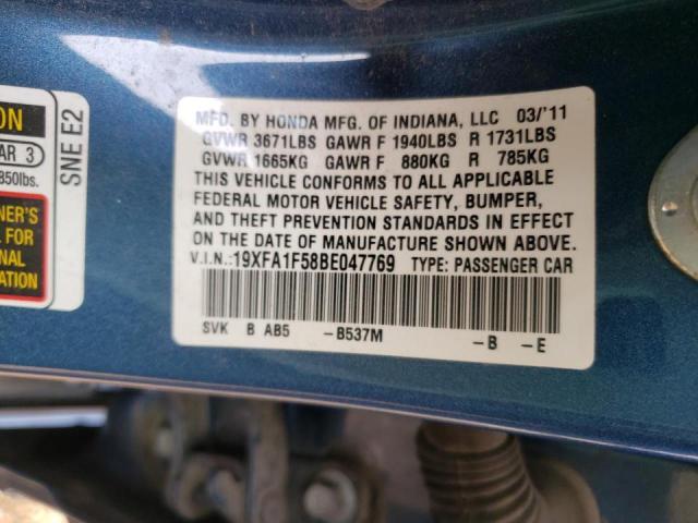 19XFA1F58BE047769 Honda Civic Lx 2011. Фото: 9