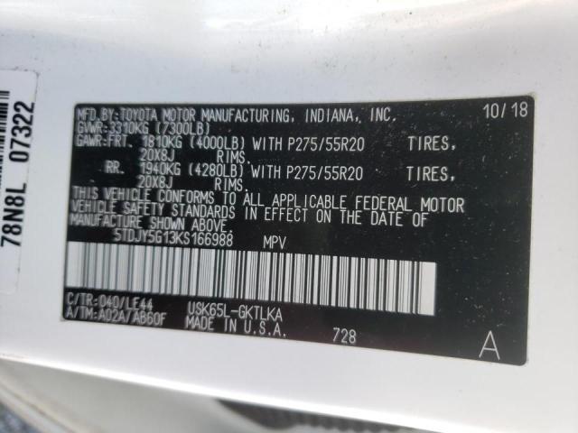 2019 TOYOTA SEQUOIA LI 5TDJY5G13KS166988