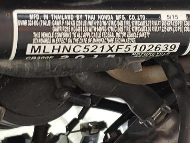2015 HONDA CB300 F MLHNC521XF5102639