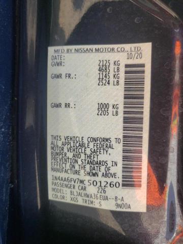 2021 NISSAN MAXIMA PLA 1N4AA6FV7MC501260
