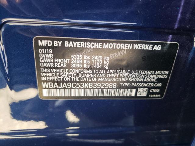 2019 BMW 530E WBAJA9C53KB392988