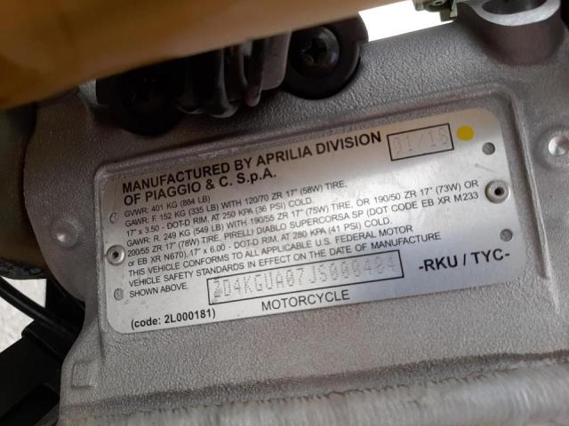 2018 APRILIA TUONO ZD4KGUA07JS000484