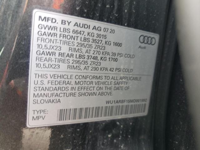 2021 AUDI RS Q8 WU1ARBF15MD001992