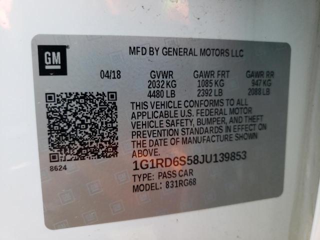 VIN 1G1RD6S58JU139853 2018 Chevrolet Volt, Premier no.10