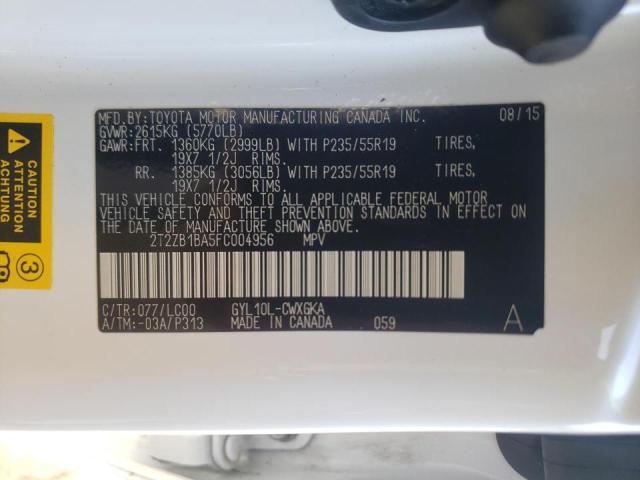 2015 LEXUS RX 450H 2T2ZB1BA5FC004956
