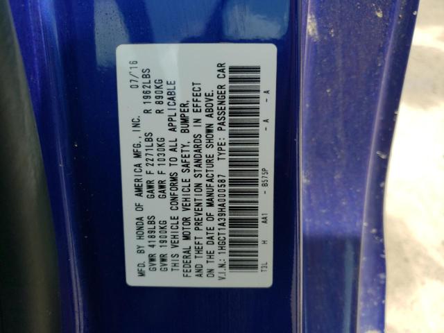 1HGCT1A39HA000587 Honda Accord Lx- 2017. Фото: 9