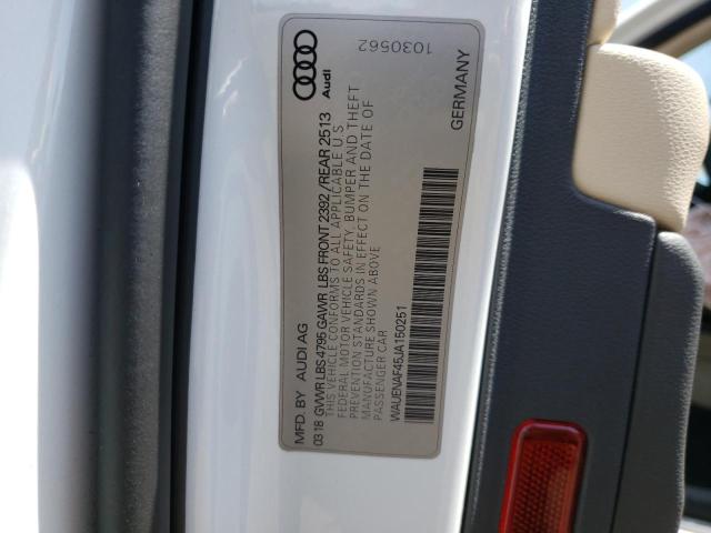 2018 AUDI A4 QUATTRO WAUENAF45JA150251