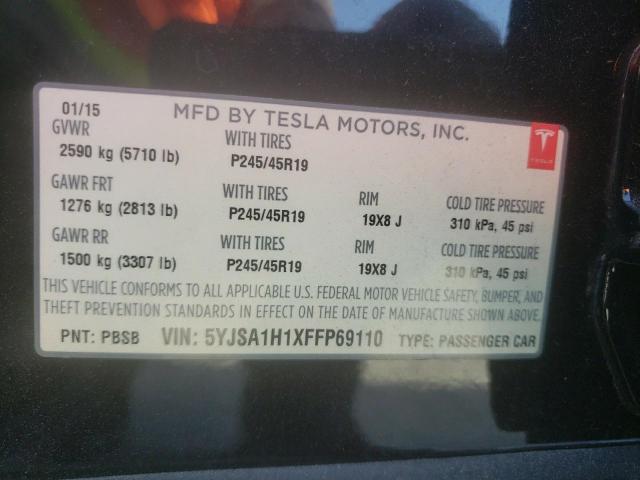 2015 TESLA MODEL S 85 5YJSA1H1XFFP69110