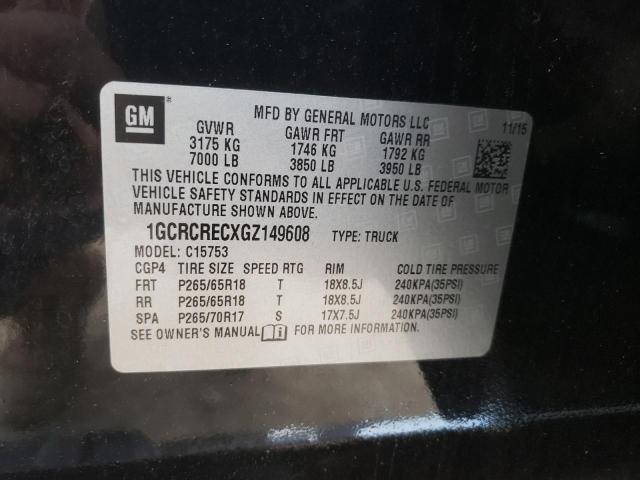 1GCRCRECXGZ149608 Chevrolet Silverado 2016. Фото: 9