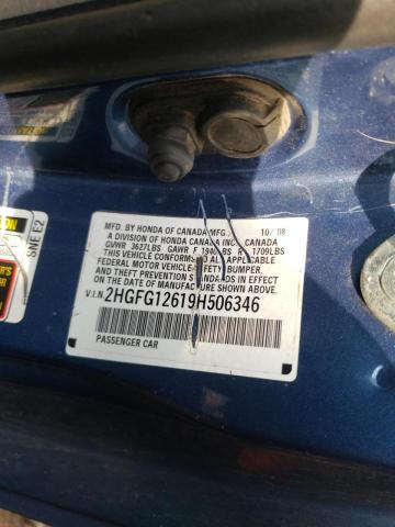 2HGFG12619H506346 Honda Civic Lx 2009. Фото: 9