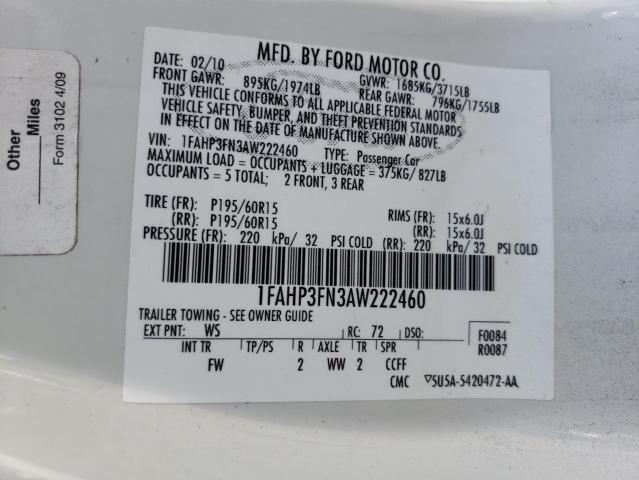 1FAHP3FN3AW222460 Ford Focus Se 2010. Фото: 9