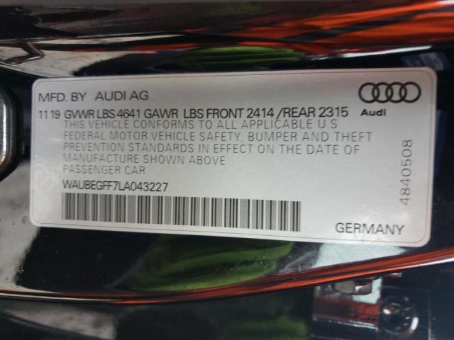 2020 AUDI A3 S-LINE WAUBEGFF7LA043227