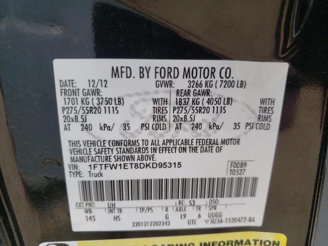 1FTFW1ET8DKD95315 Ford F150 Super 2013. Фото: 9