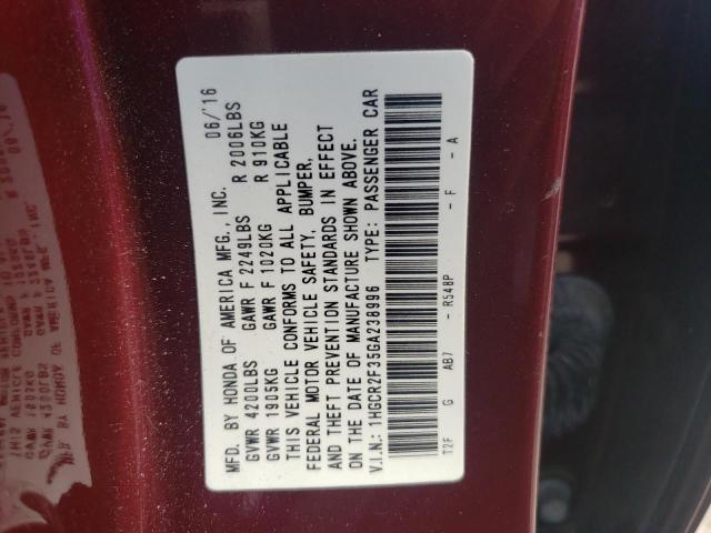 1HGCR2F35GA238996 Honda Accord Lx 2016. Фото: 9