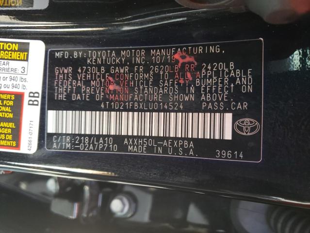 2020 TOYOTA AVALON LIM 4T1D21FBXLU014524