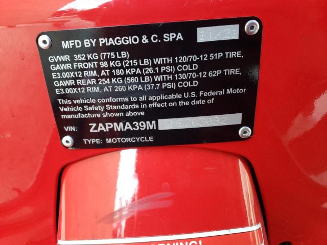 2022 VESPA GTS 300 SU ZAPMA39M5N5203092