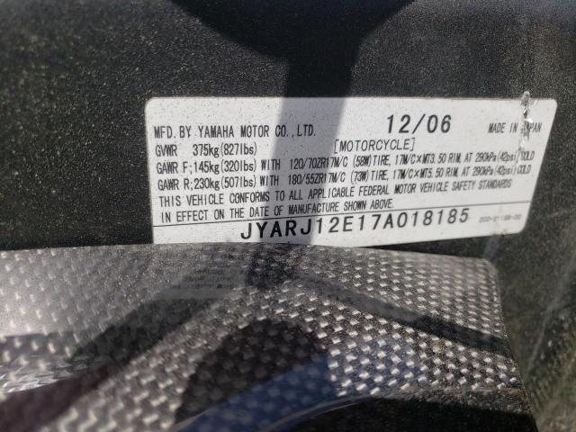 2007 YAMAHA YZFR6 L JYARJ12E17A018185
