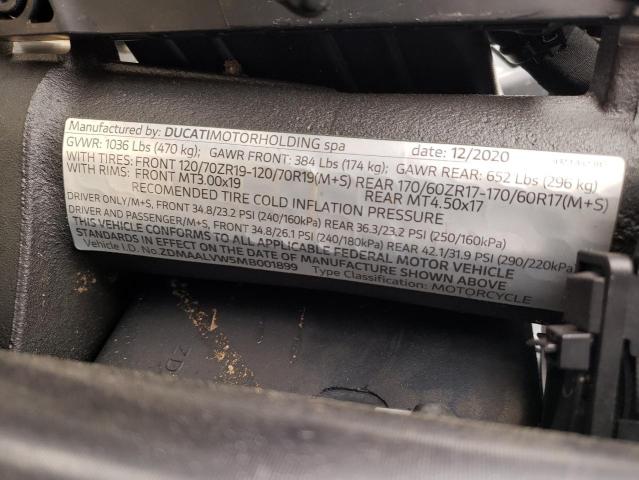 2021 DUCATI MULTISTRAD ZDMAALVW5MB001899