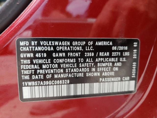 Volkswagen PASSAT SE 2016 1VWBS7A39GC066329 Thumbnail 10