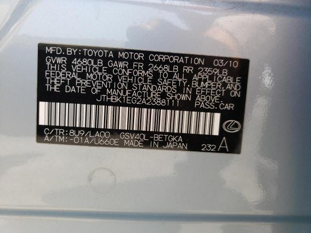 JTHBK1EG2A2388111 Lexus Es 350 2010. Фото: 9
