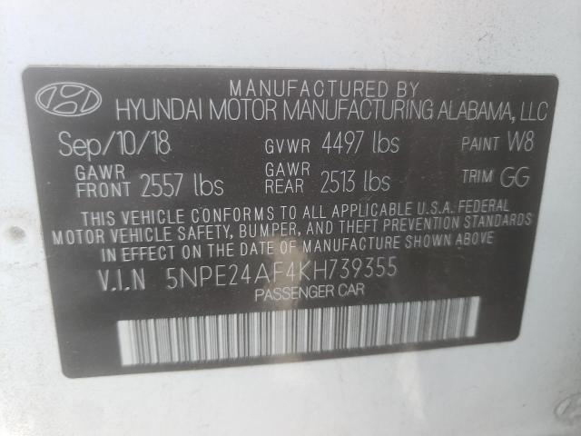 5NPE24AF4KH739355 Hyundai SONATA SE