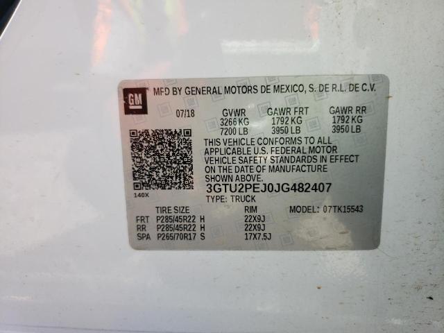 2018 GMC SIERRA 3GTU2PEJ0JG482407