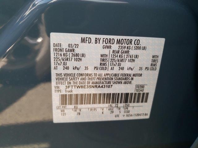 2022 FORD MAVERICK X 3FTTW8E35NRA43107