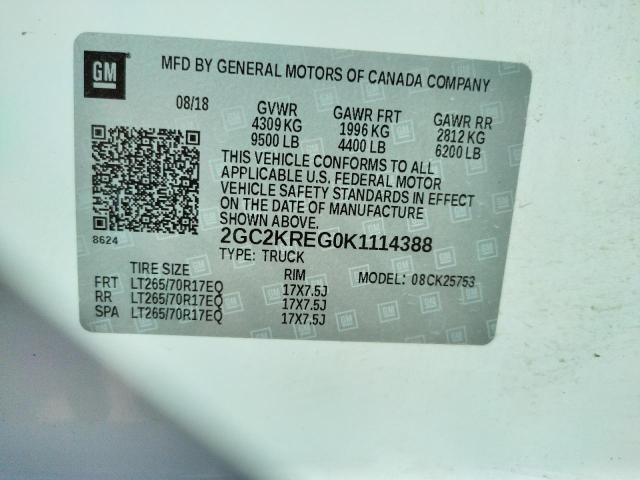 2GC2KREG0K1114388 Chevrolet Silverado 2019. Фото: 9
