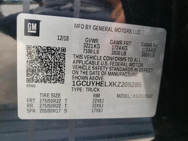 2019 CHEVROLET SILVRK1500 1GCUYHELXKZ205285