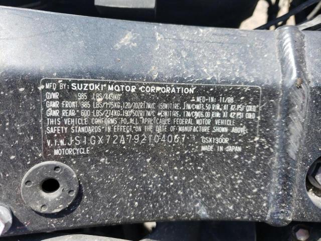 2009 SUZUKI GSX1300 R JS1GX72A792104067
