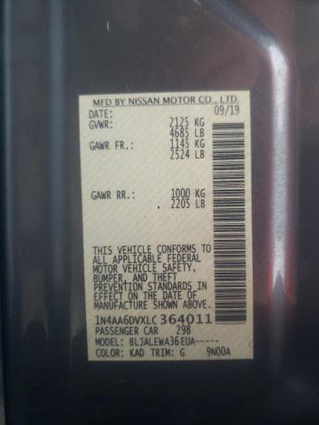 2020 NISSAN MAXIMA SL 1N4AA6DVXLC364011