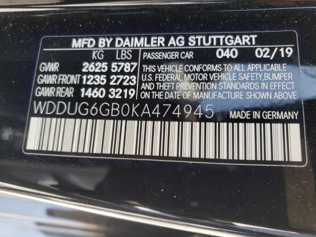 2019 MERCEDES-BENZ S 450 WDDUG6GB0KA474945