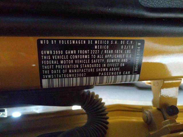 2016 VOLKSWAGEN BEETLE DUN 3VWS17ATXGM623007