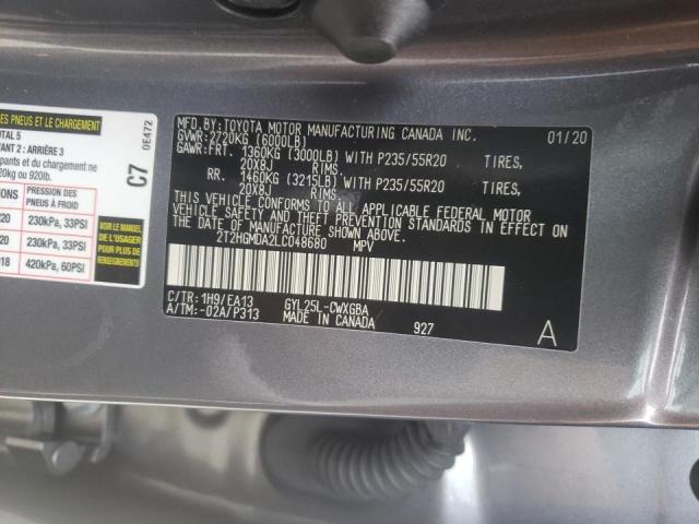 2020 LEXUS RX 450H 2T2HGMDA2LC048680