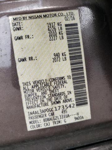 2016 NISSAN 200SX 1N4AL3AP0GC173542