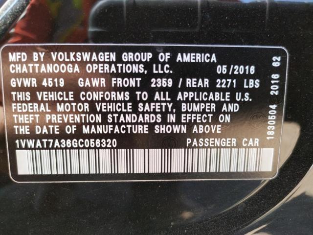 2016 VOLKSWAGEN PASSAT S/R 1VWAT7A36GC056320