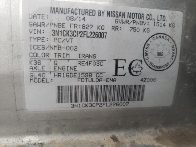 2015 NISSAN MICRA 3N1CK3CP2FL226007