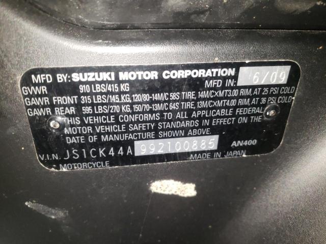 2009 SUZUKI AN400 JS1CK44A992100885