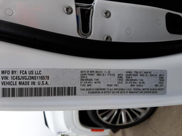 2022 JEEP GRAND WAGO 1C4SJVGJ3NS116578