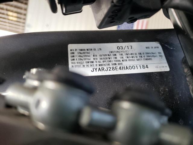 2017 YAMAHA YZFR6 JYARJ28E4HA001184