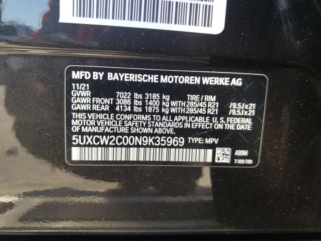 VIN 5UXCW2C00N9K35969 2022 BMW X7, Xdrive40I no.10